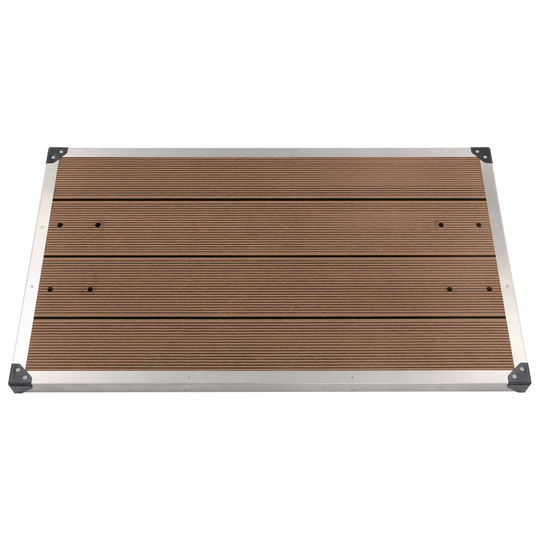 vidaXL Golv till utedusch WPC rostfritt stål 110x62 cm brun