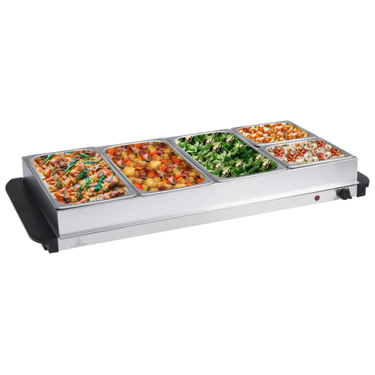 vidaXL Buffévärmare rostfritt stål 400 W 3x2,5L+2x1L