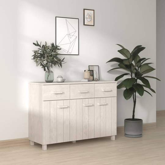 vidaXL Skänk vit 113x40x80 cm massiv furu