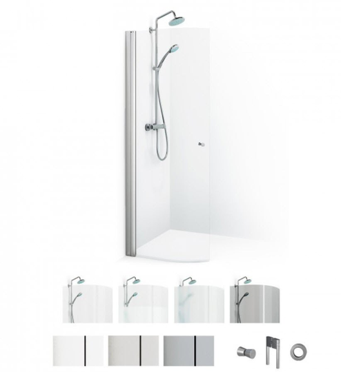 Macro Duschvägg Spirit Dörr Rund 83 - Klarglas med knopp Blank 83 cm