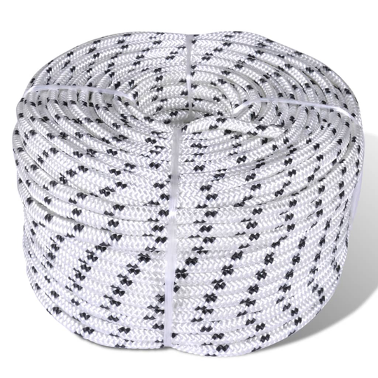 vidaXL Båtlina flätad 6 mm x 250 m polyester vit