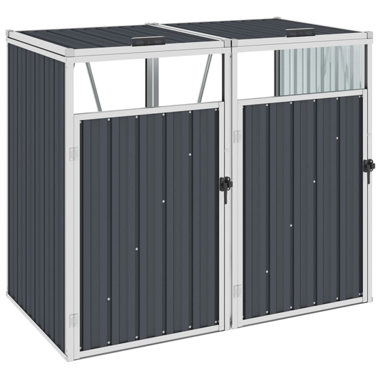 vidaXL Skjul för två sopkärl antracit 143x81x121 cm stål