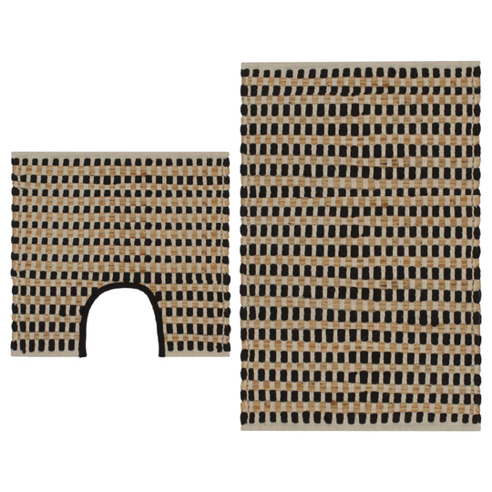 vidaXL Badrumsmattor handvävd jute beige och svart