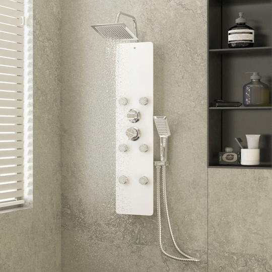 vidaXL Duschpanel glas 25x47,5x130 cm vit