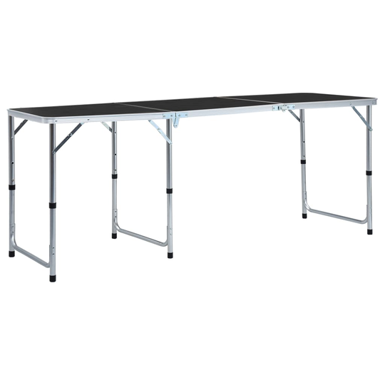 vidaXL Hopfällbart campingbord grå aluminium 180x60 cm