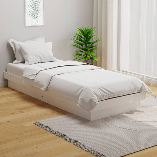 vidaXL Sängram vit massiv furu 75x190 cm