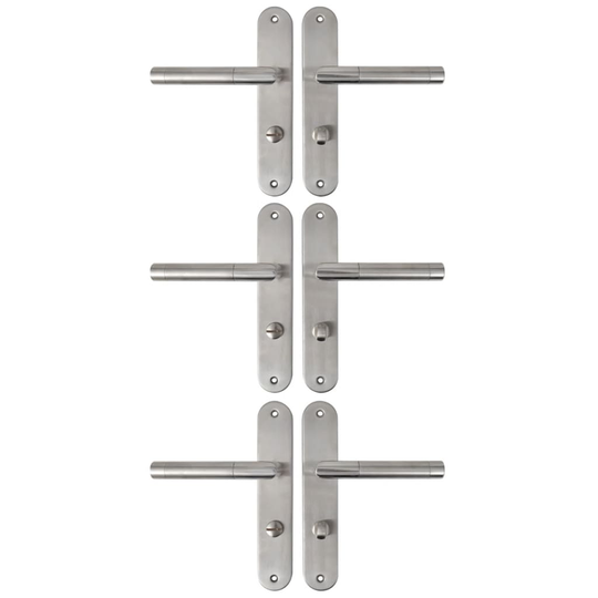 Dörrhandtag rand WC rostfritt stål med platta 3-pack