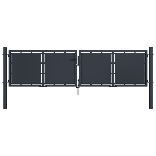 vidaXL Trädgårdsgrind stål 300x100 cm antracit