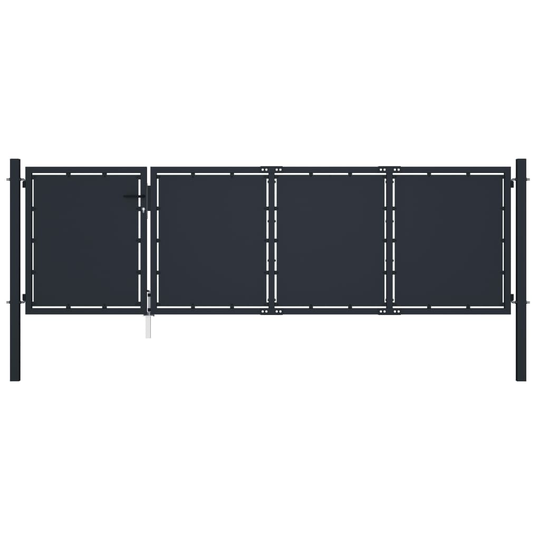 vidaXL Trädgårdsgrind stål 350x100 cm antracit