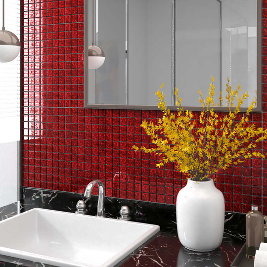 vidaXL Mosaikplattor 22 st röd 30x30 cm glas