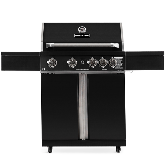 Svart rostfri gasolgrill med varmluftsfunktion - Malibu