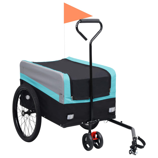vidaXL 2-i-1 XXL Cykelvagn med handtag grå och svart