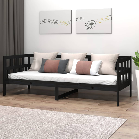 vidaXL Dagbädd svart massiv furu 90x190 cm