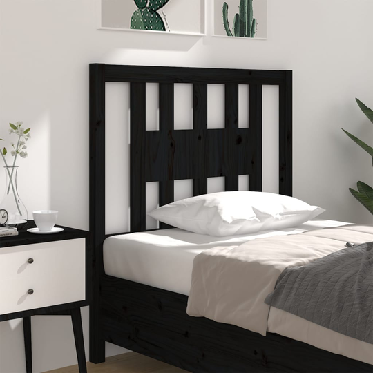vidaXL Sänggavel svart 81x4x100 cm massiv furu