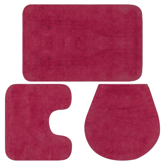 vidaXL Badrumsmattor 3 st tyg fuchsia