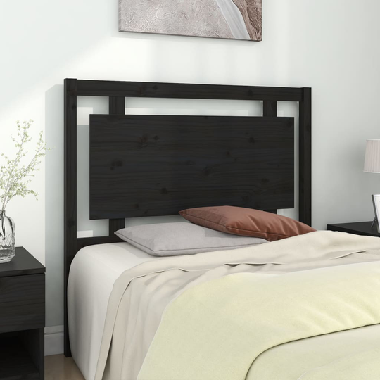 vidaXL Sänggavel svart 156x4x100 cm massiv furu