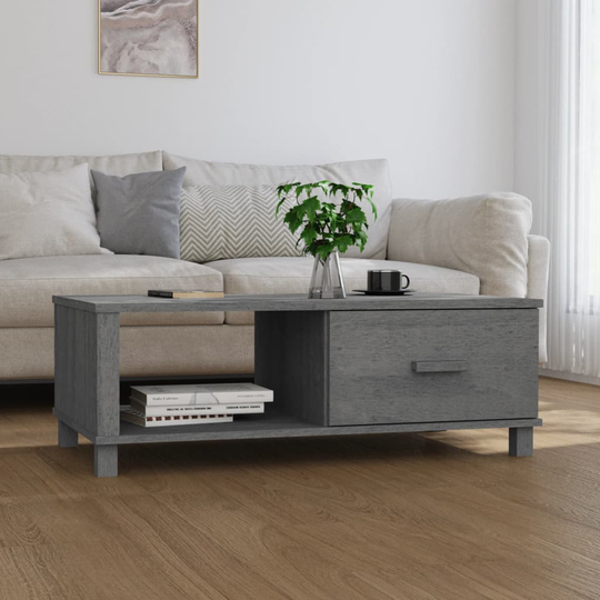 vidaXL Soffbord mörkgrå 100x55x35 cm massiv furu