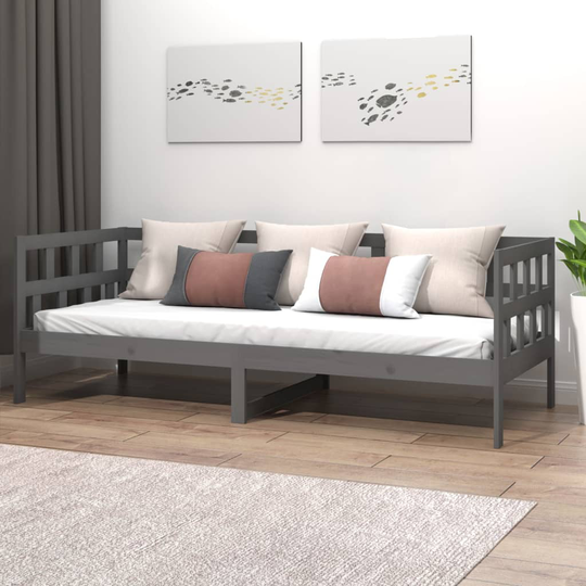 vidaXL Dagbädd grå massiv furu 90x190 cm