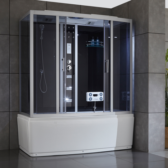 Kombinerad duschkabin och badkar med jacuzzi