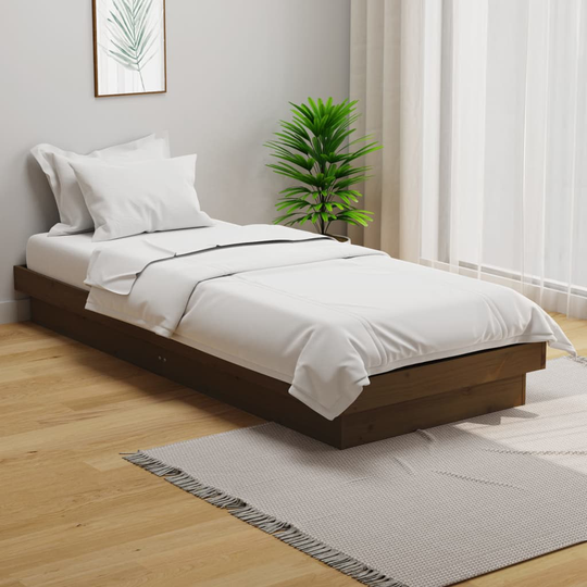 vidaXL Sängram honungsbrun massivt trä 90x190 cm