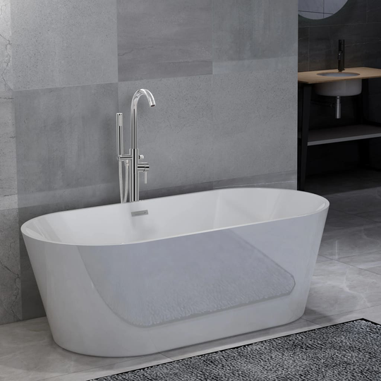 vidaXL Fristående badkar och blandare 220 L 118,5 cm silver