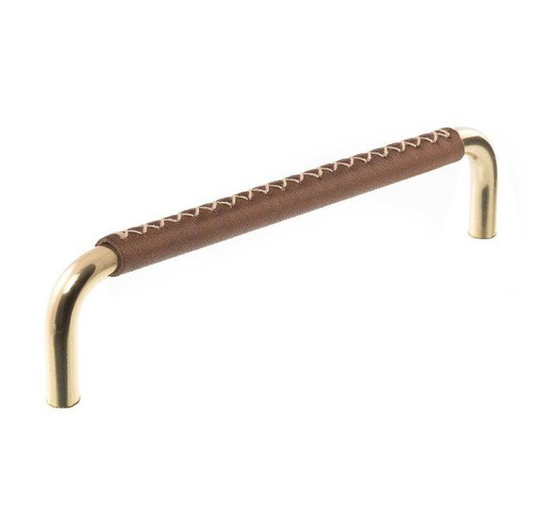 Linfalk Handtag mässing/cognac läder lindat, utan fot 7353-128-0131LX