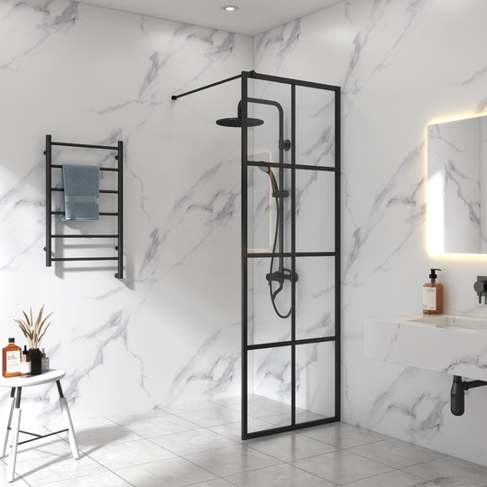 Duschvägg 60x210cm i industridesign | 6 mm säkerhetsglas