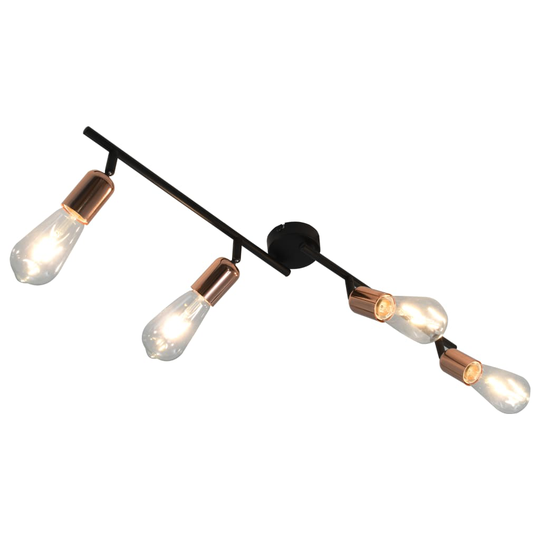 vidaXL 4-vägs spotlight svart och koppar 60 cm E27