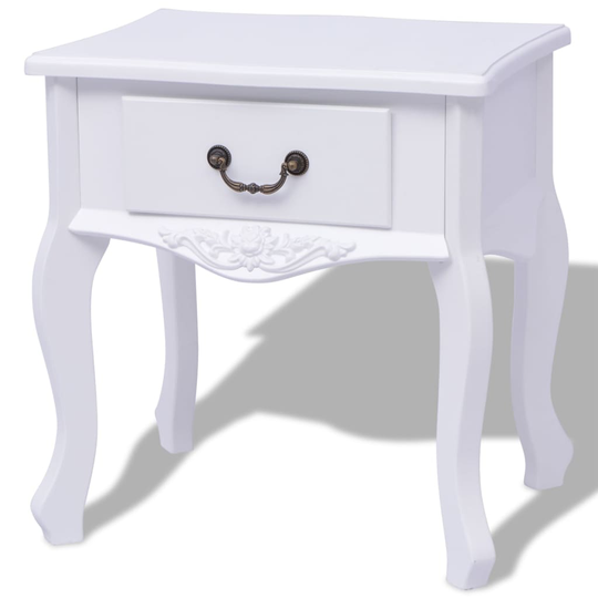 vidaXL Nattduksbord MDF vit
