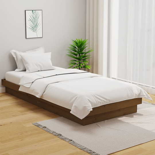 vidaXL Sängram honungsbrun massivt trä 90x200 cm