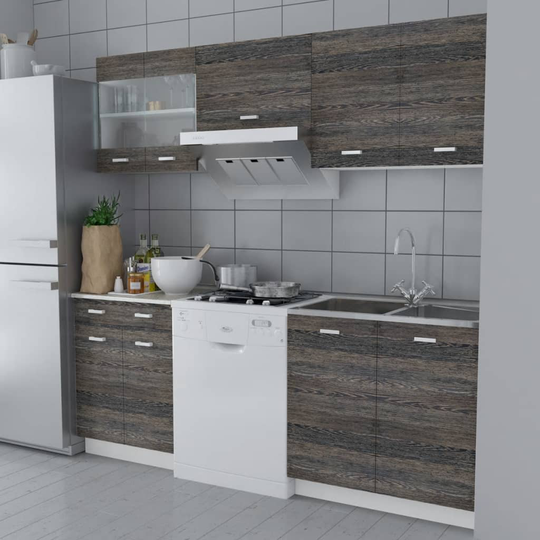 vidaXL Köksskåp set 5 delar med diskho 80 x 60 cm wengefärg