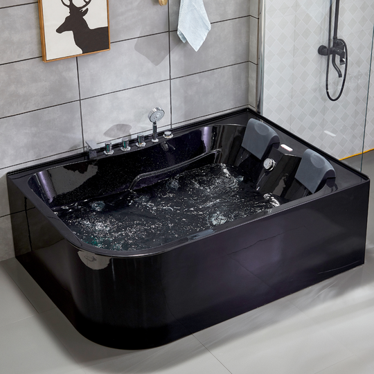 Svart bubbelbadkar för två 170x120cm | BK-008 - Vänster