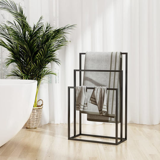 vidaXL Fristående handdukshängare svart 48x24x79 cm järn