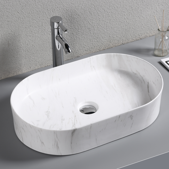 Ovalt handfat 61x38 | Marmormönstrat porslin | Lyxig design