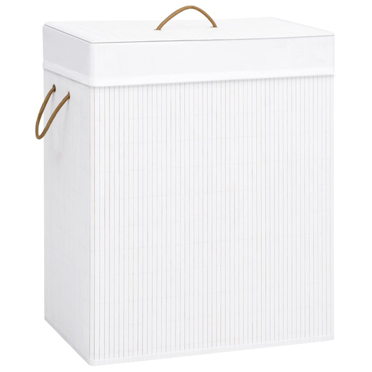 vidaXL Tvättkorg bambu vit 83 L