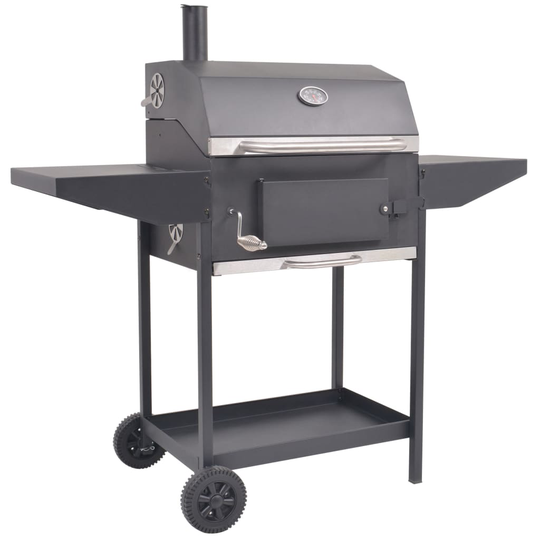 vidaXL Rökgrill BBQ kol med nedre hylla svart