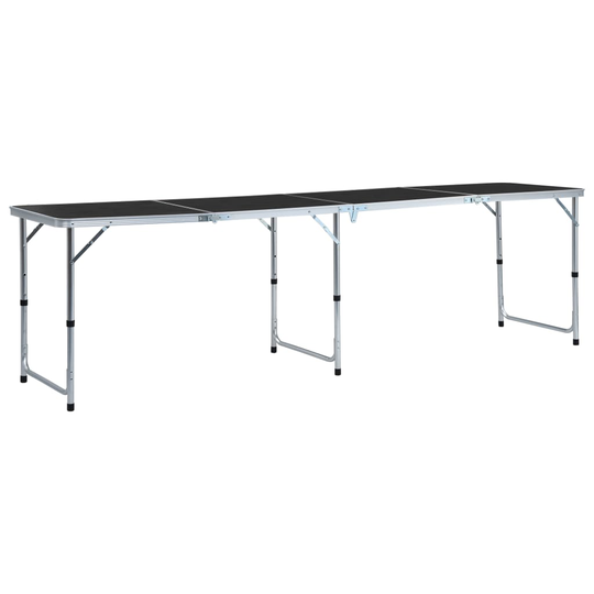 vidaXL Hopfällbart campingbord grå aluminium 240x60 cm