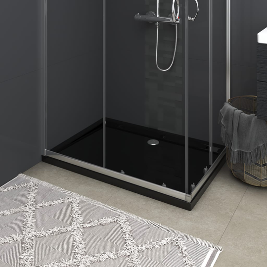 vidaXL Duschkar rektangulärt ABS svart 80x110 cm