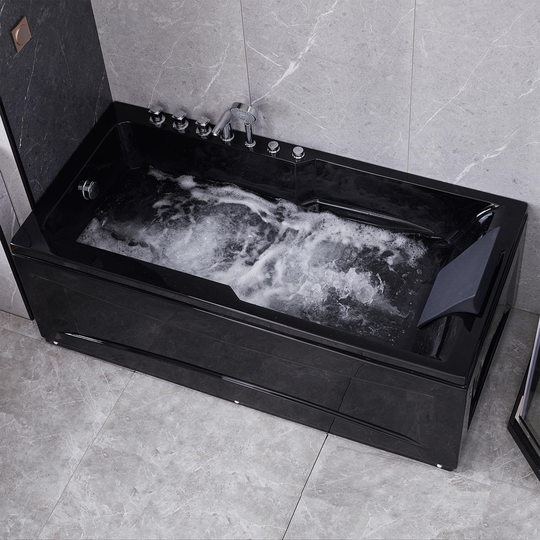 Bubbelbadkar i stilren design | BK-001 Svart Höger