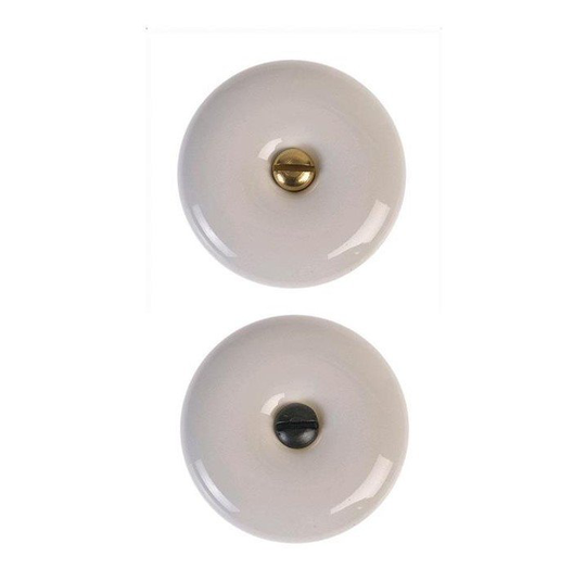 Linfalk Knopp vit porslin - inkl. mäss + svart skruv KB-5313-35-20