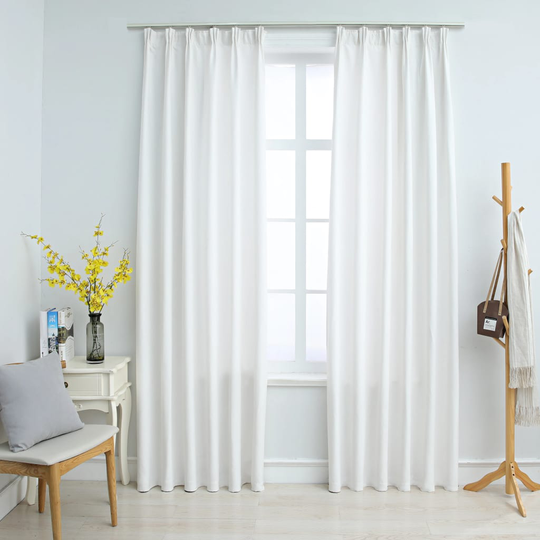 vidaXL Mörkläggningsgardiner med krokar 2 st gråvit 140x175 cm