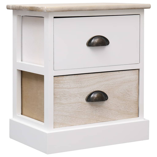 vidaXL Sängbord vit och naturträ 38x28x45 cm kejsarträ