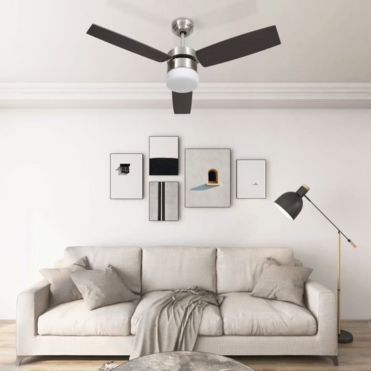 vidaXL Takfläkt med lampa och fjärrkontroll 108 cm mörkbrun