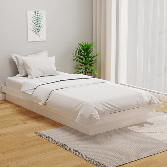 vidaXL Sängram vit massivt trä 90x190 cm 3FT