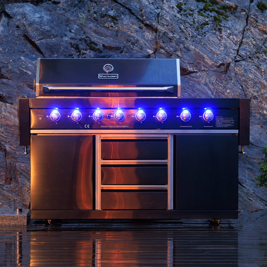 Stor rostfri gasolgrill med varmluftsfunktion - New Orleans Blackline