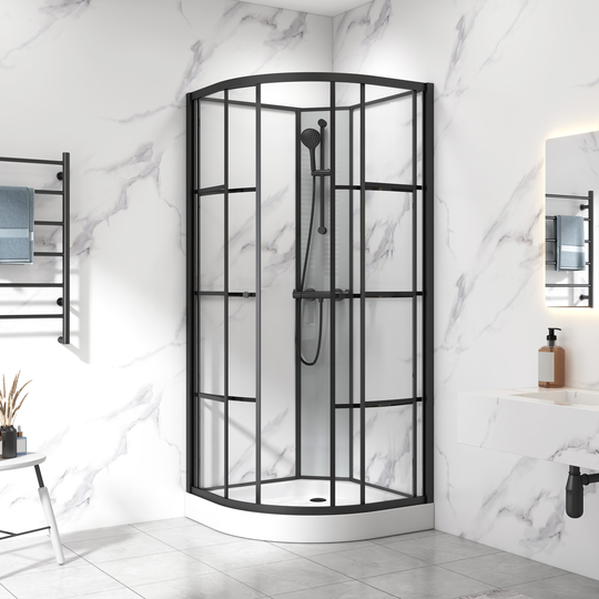 Duschkabin 80cm med hörnpanel - Industriell design