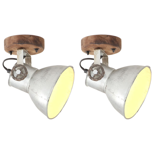 vidaXL Industriell vägglampa/taklampa 2 st silver 20x25 cm E27