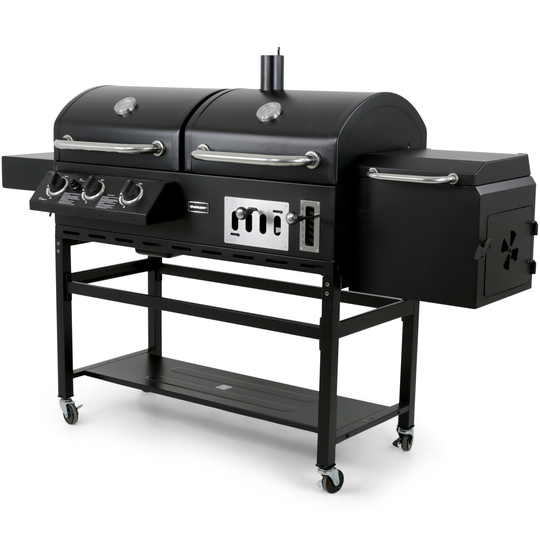 Kombinerad rökgrill, gasol- och kolgrill