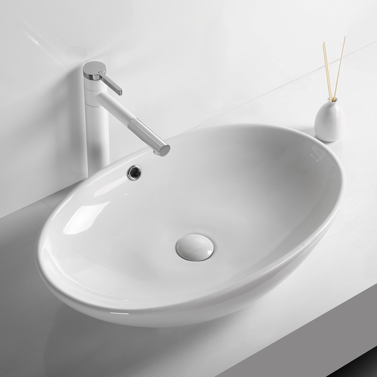 Ovalt handfat 63x42cm | Lyxig, rundad design | Överfyllnadsskydd