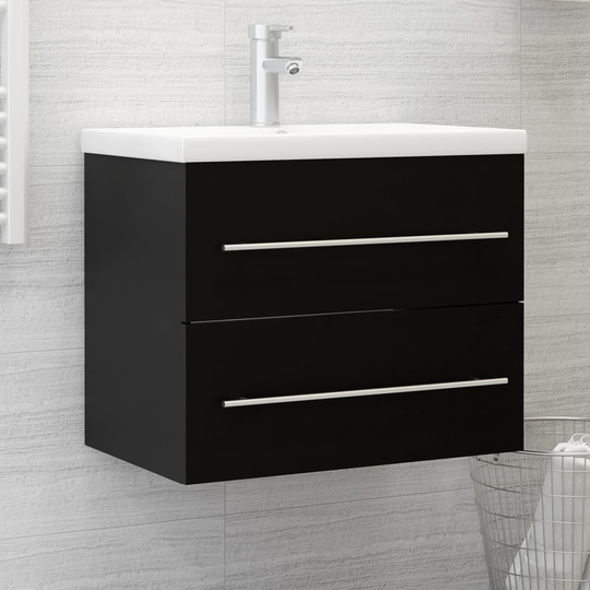vidaXL Tvättställsskåp svart 60x38,5x48 cm spånskiva